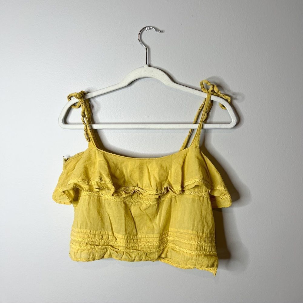 Urban Outfitters Yellow Ruffle Lace Tank Top
